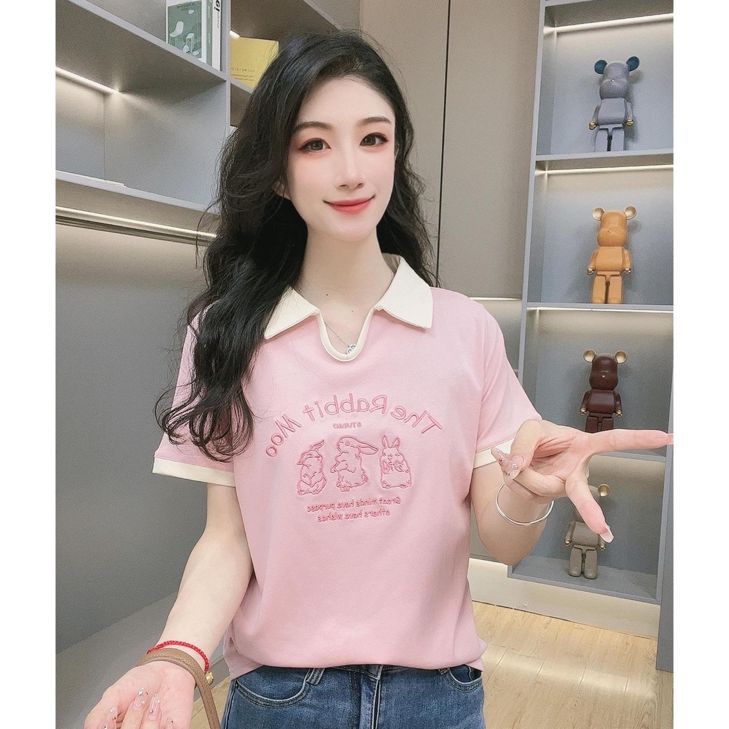 今年新款胖mm2023年女新款洋氣爆款短袖polo衫夏季顯瘦上衣t恤女