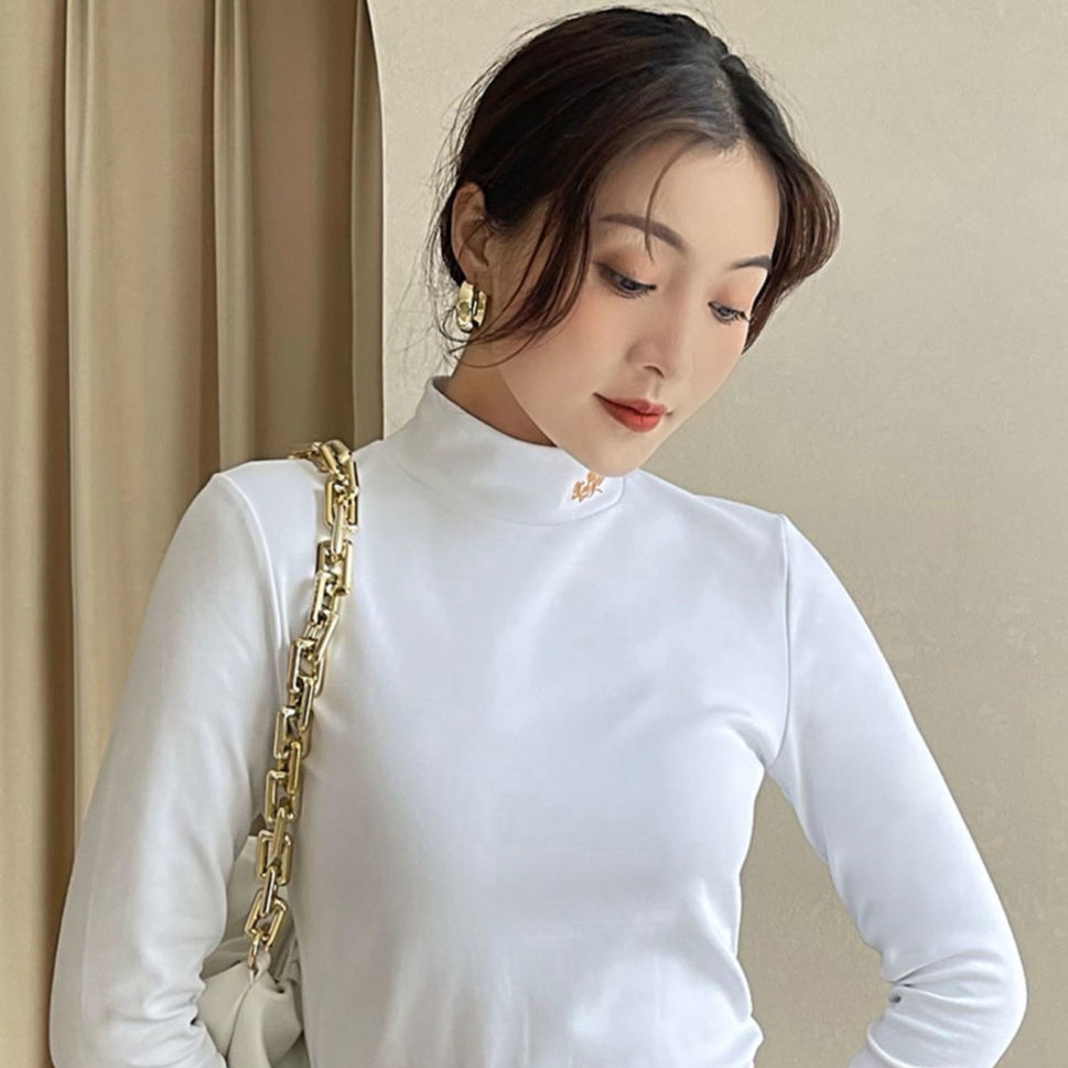 88558-半高领秋冬款打底衫女温柔系双面德绒新款修身显瘦高档内搭长袖女-详情图