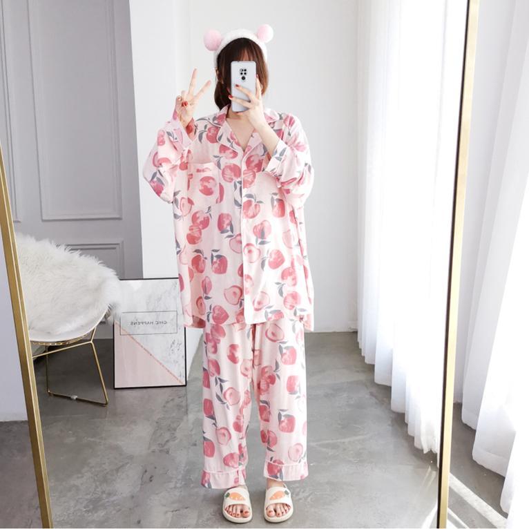 Plus size fat mm2-300 catties cardigan pajamas female Korean version loose casual long-sleeved suit can be worn outside home clothes