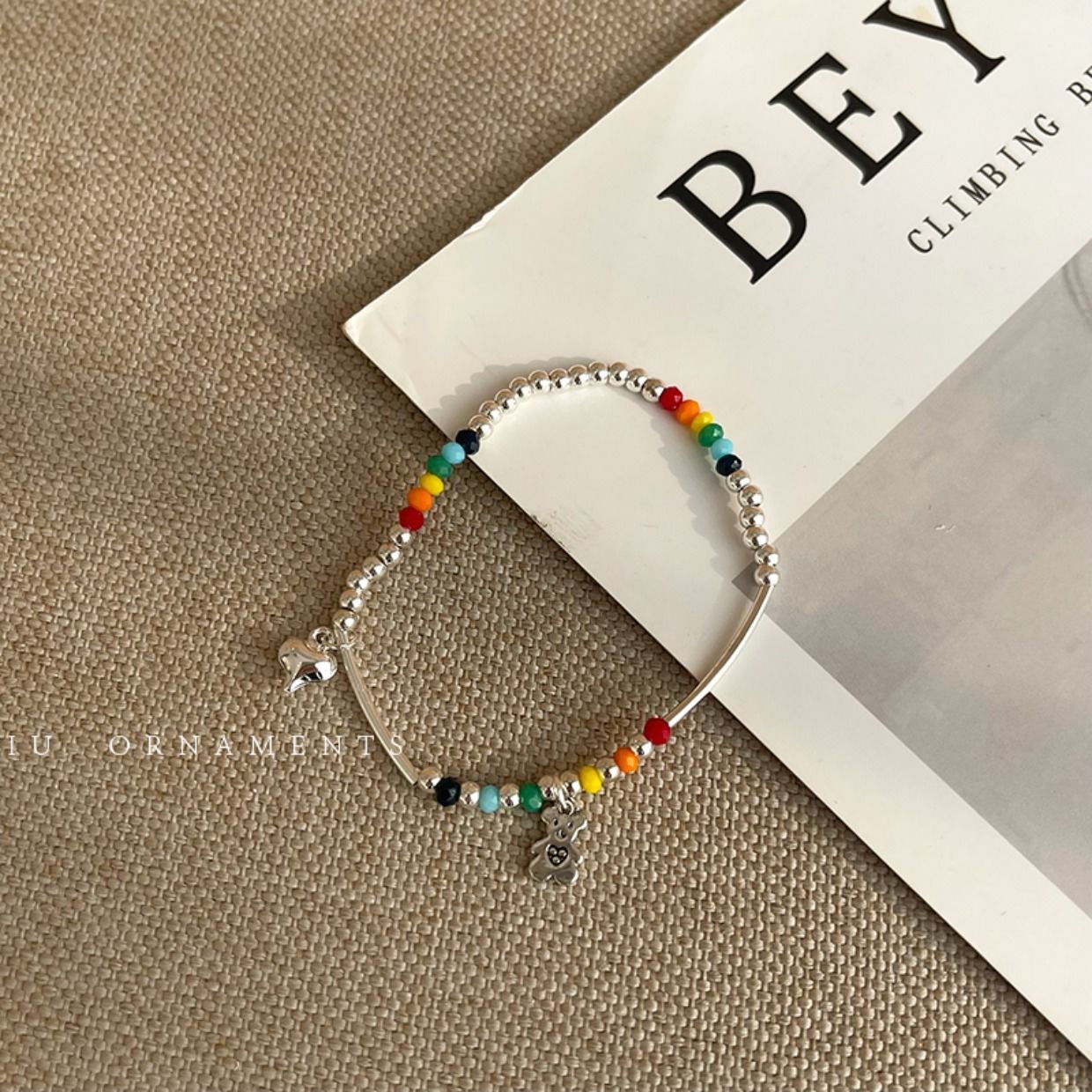 Rainbow smiley bear love beaded bracelet ins niche design  new adjustable bracelet