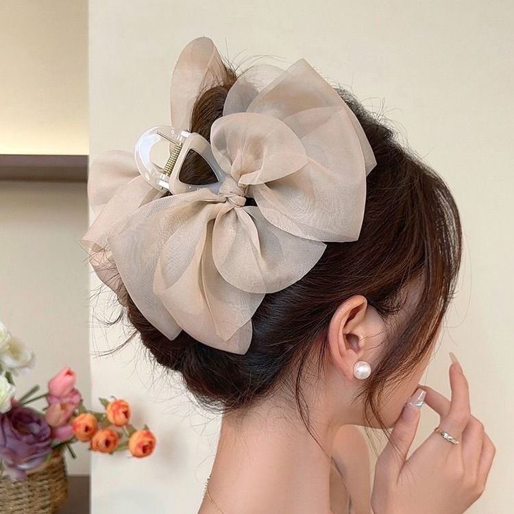 Summer filter ~ Bow tie clip large hairpin for the back of women's head 2023 new high-end shark clip headwear
