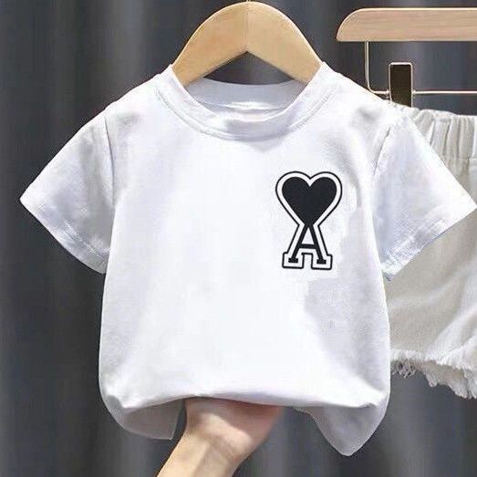 Girls' short sleeve T-shirt summer middle school kids' foreign style top girls' bubble sleeve top pure cotton simple bottomed shirt