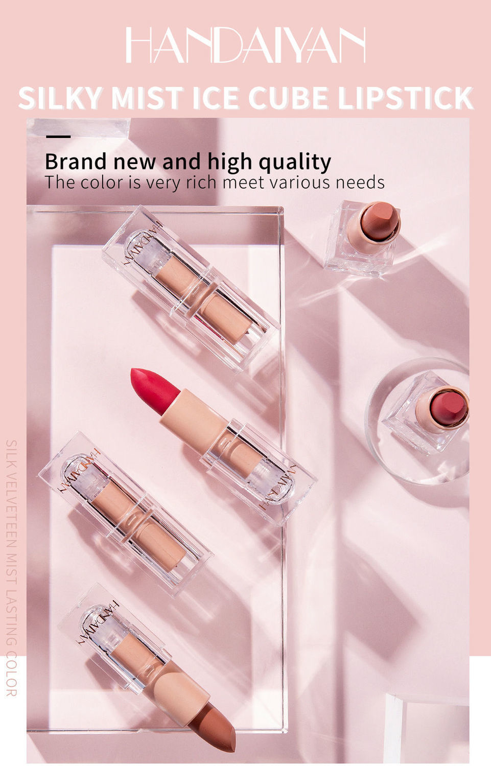 Rossetto Ice Matte 12 colori Rossetto difficile da decolorare Pasta di fagioli nudi Rosa Studente Piccola marca_voghion.com