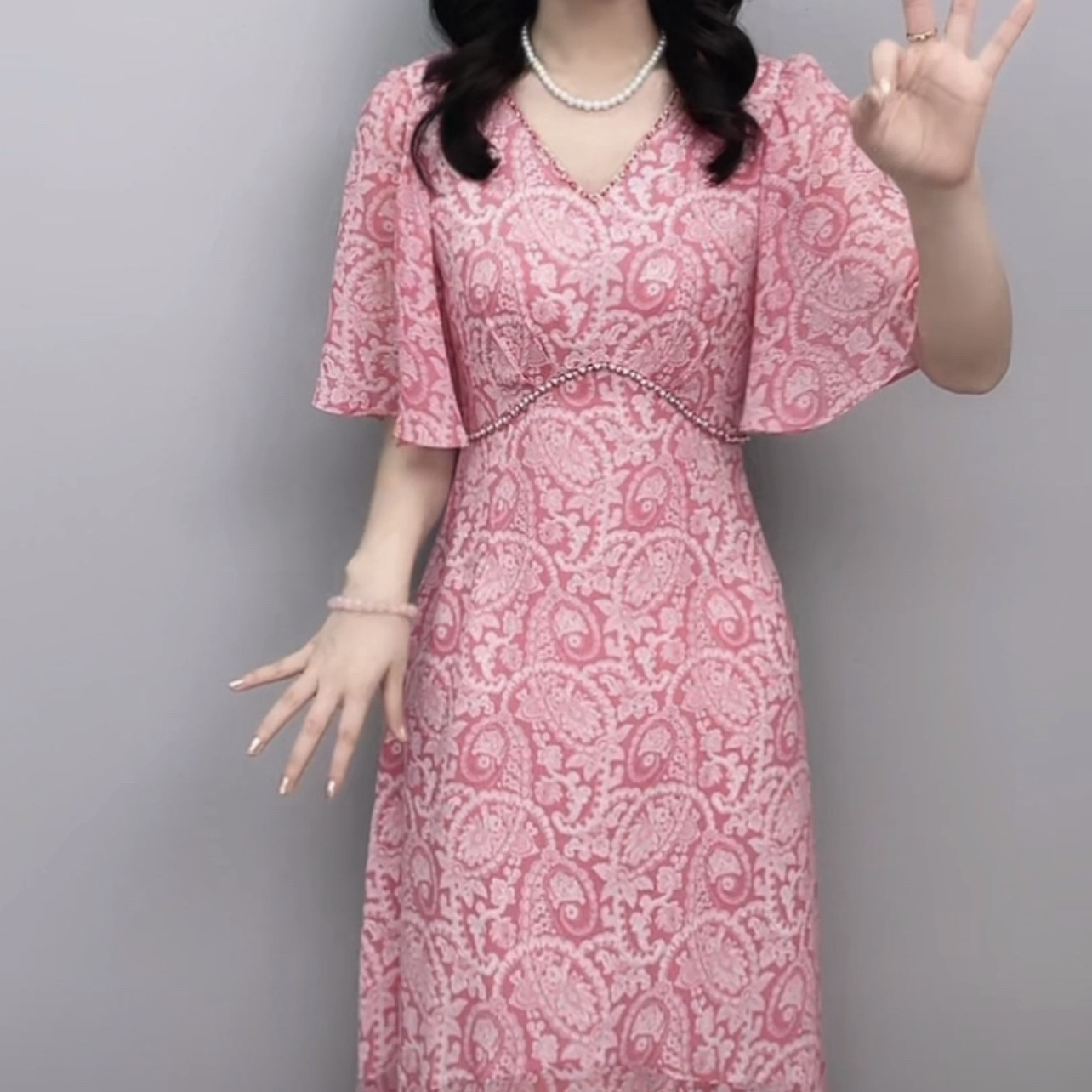 高級芙蓉絲輕奢連衣裙2023新款夏女裝洋氣收腰顯瘦高腰魚尾裙子