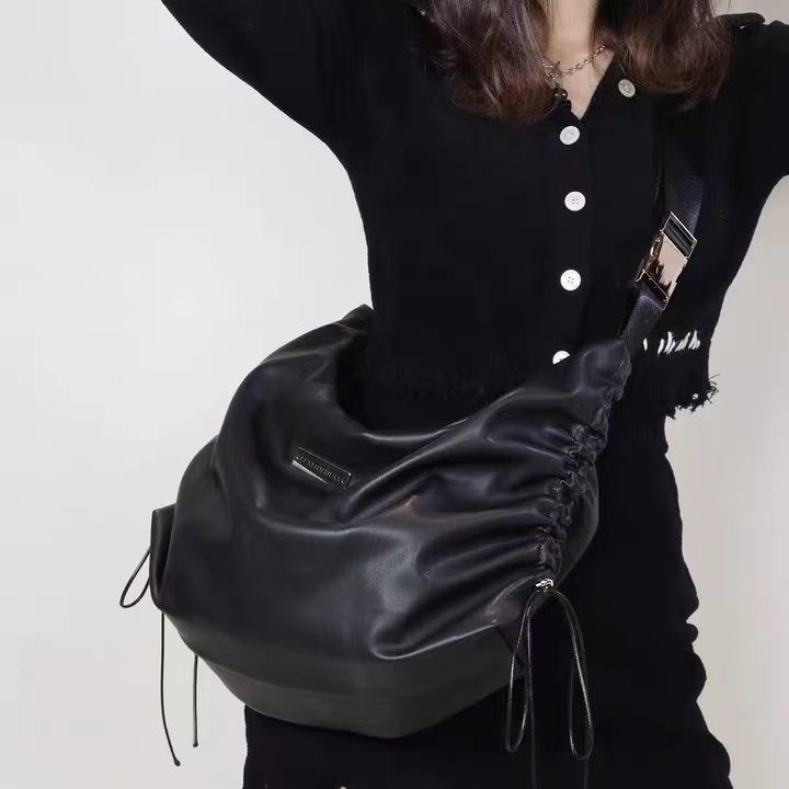 路小船原創y2k辣妹大托特軟皮千鳥格單肩通勤斜挎大容量酷包包
