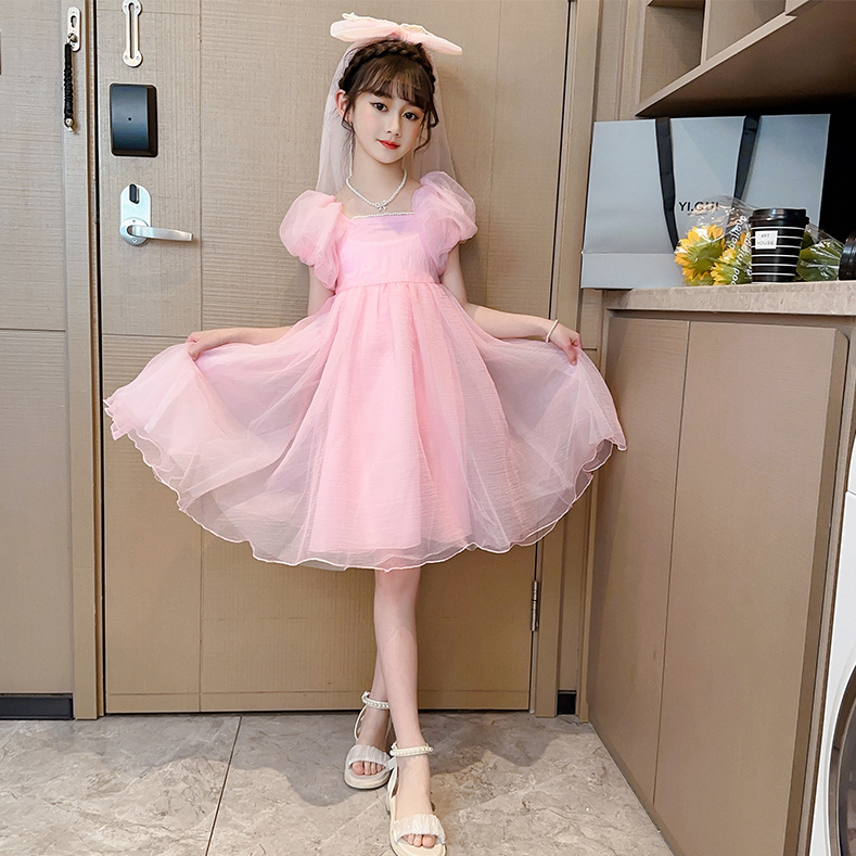 Children's Dress Princess Dress High-end Girls Piano Performance Costume Foreign Style Little Host Birthday Flower Girl Wedding Dress Summer