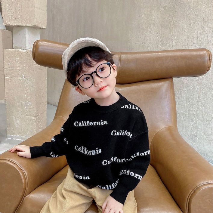 Jungen Pullover Rundhals Mit Buchstaben Strickwaren Winter_voghion.com