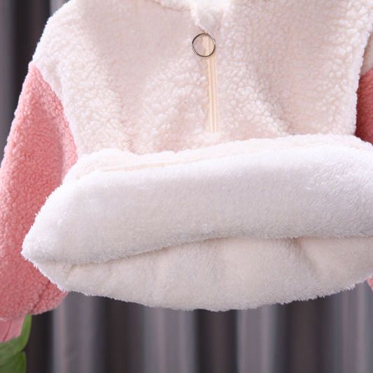 童装女童毛绒套装 1-5岁男宝宝加绒加厚卫衣小童婴儿秋冬两件套