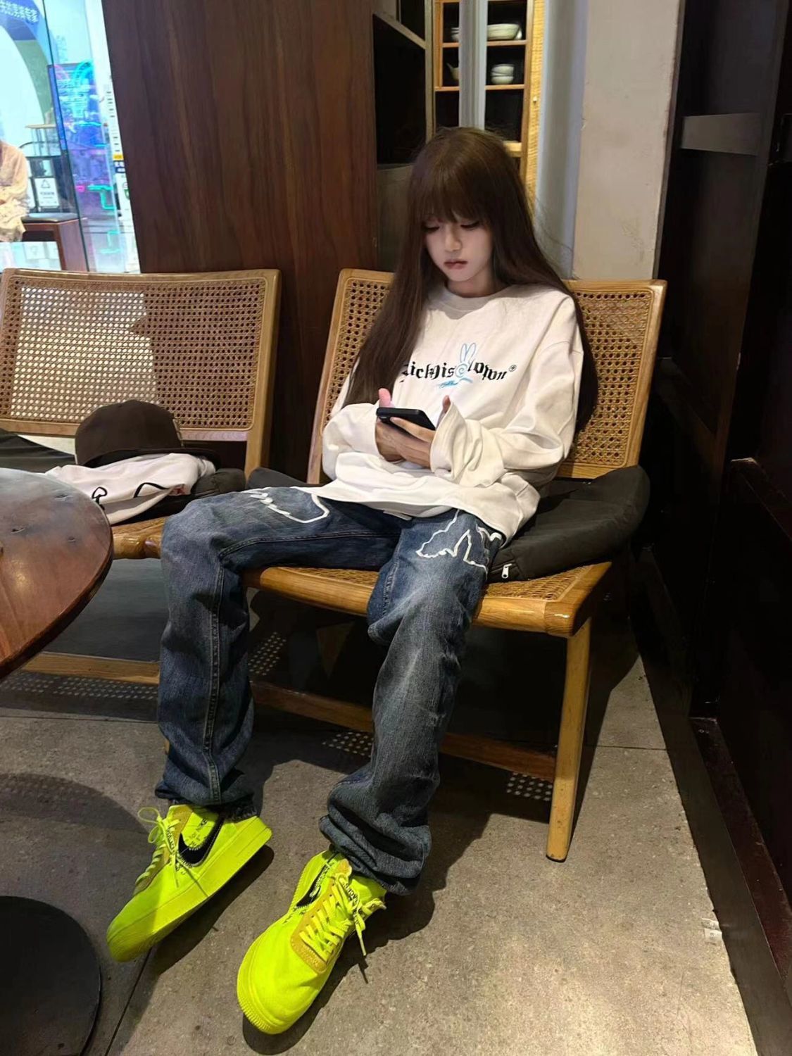 純棉oversize設計感長袖t恤女春秋薄款ins潮牌寬鬆hiphop初秋上衣