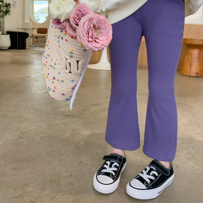 2023新款春裝女童褲子休閒洋氣喇叭褲闊腿褲彈力長褲童裝百搭潮