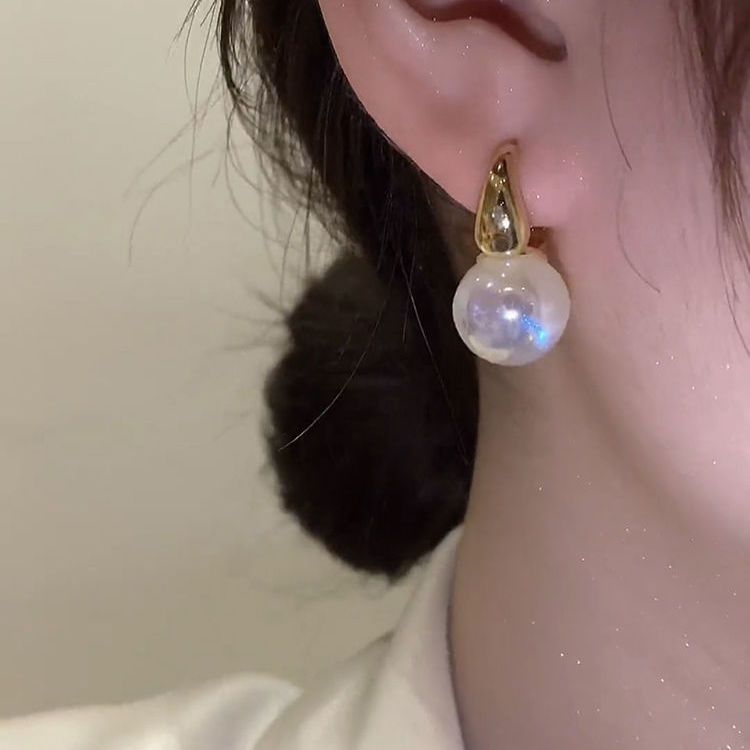人鱼姬珍珠耳扣法式高级感小众设计气质轻奢耳环2022新款潮耳饰女