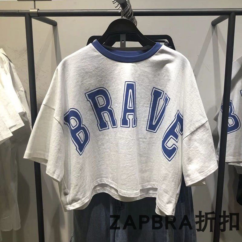 Short-sleeved t-shirt women's 2021 summer new Korean version of ins tide letters oversize loose short hot girl top clothes
