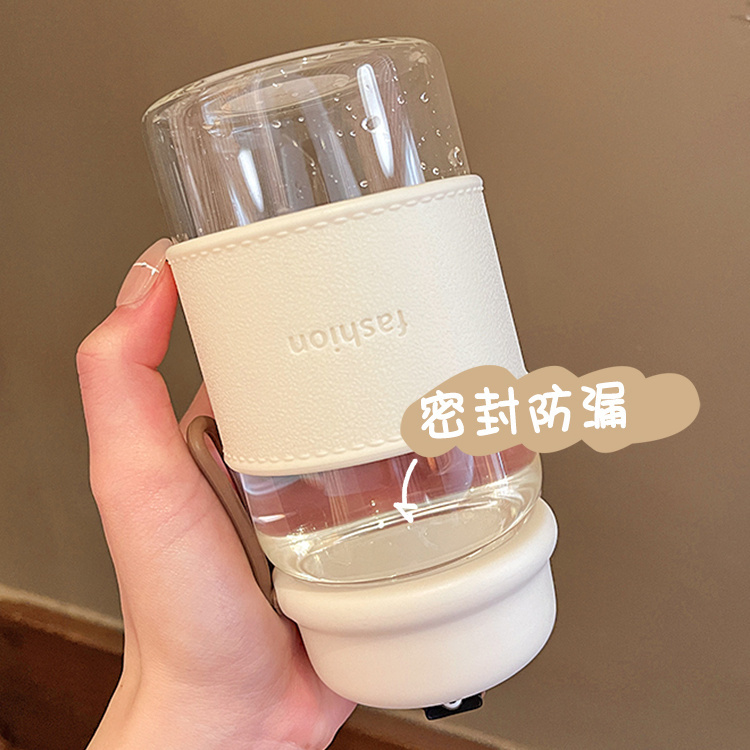 Cute cup for children's new  student net red high-value water cup small and portable high temperature resistant transparent glass
