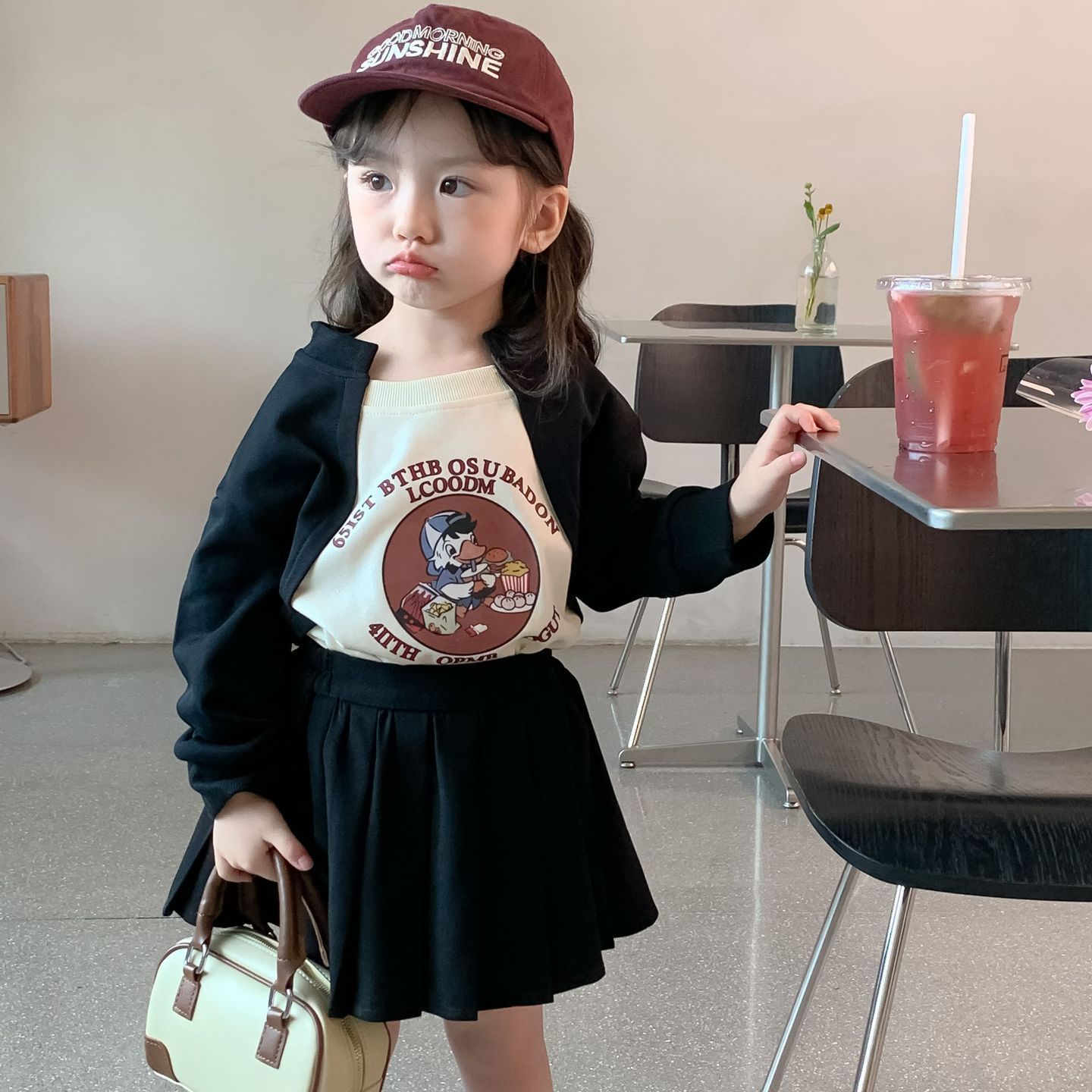 女童秋裝韓版童裝寶寶卡通洋氣衛衣短裙兒童套裝春秋休閒長袖上衣