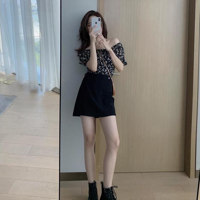 黑色半身裙套裝女2023夏季新款高腰顯瘦a字裙jk短裙+短款上衣套裝