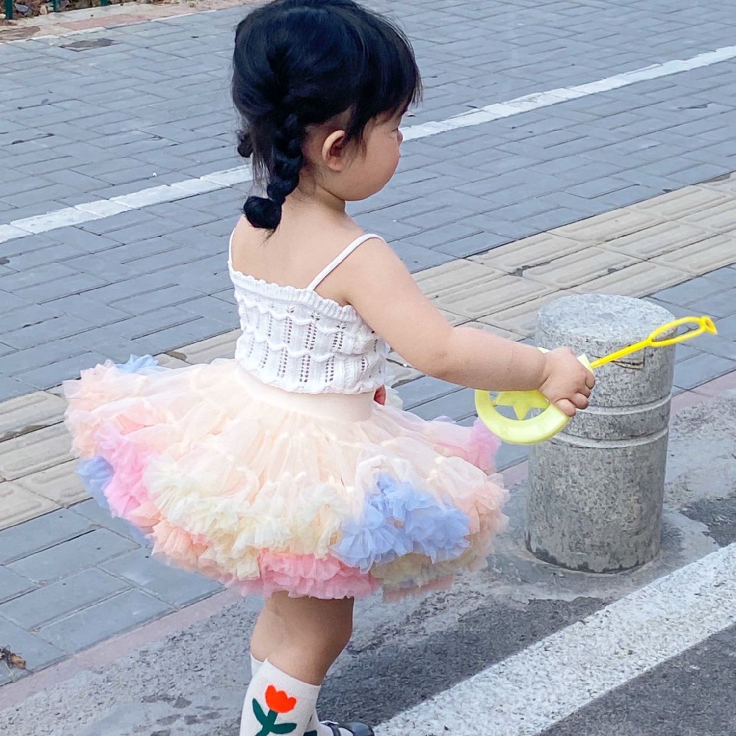 Three generations of tutu skirt girls baby rainbow princess skirt plus fluffy convex skirt baby children's gauze skirt dance skirt