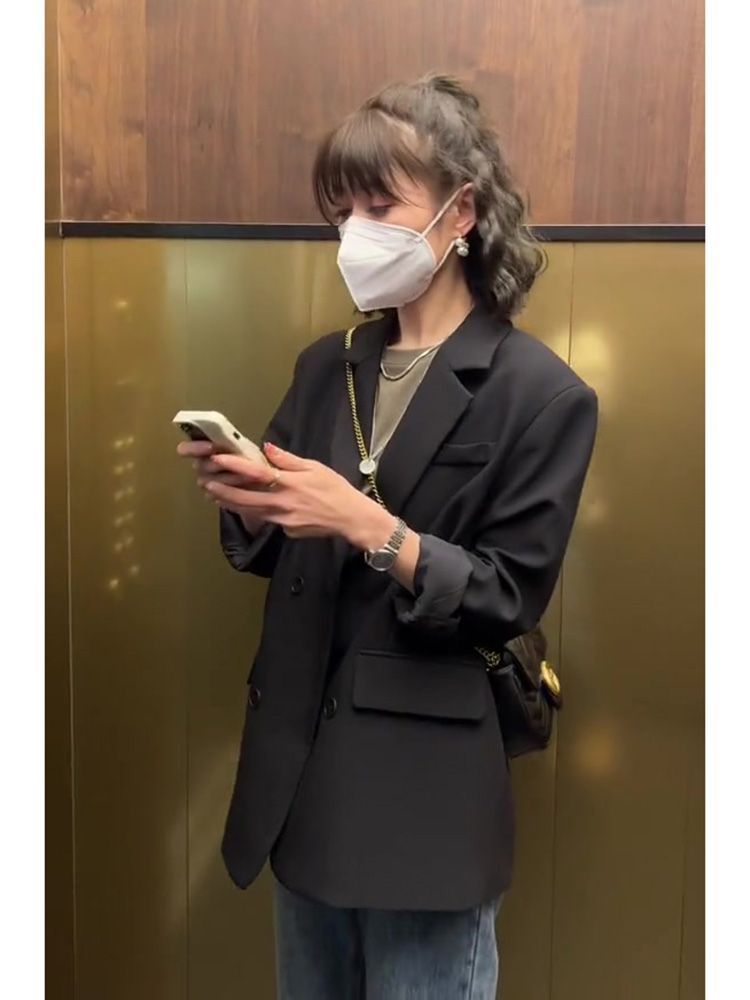 黑色西裝外套女氣質設計感韓版西服寬鬆休閒顯瘦上衣春秋小西裝潮