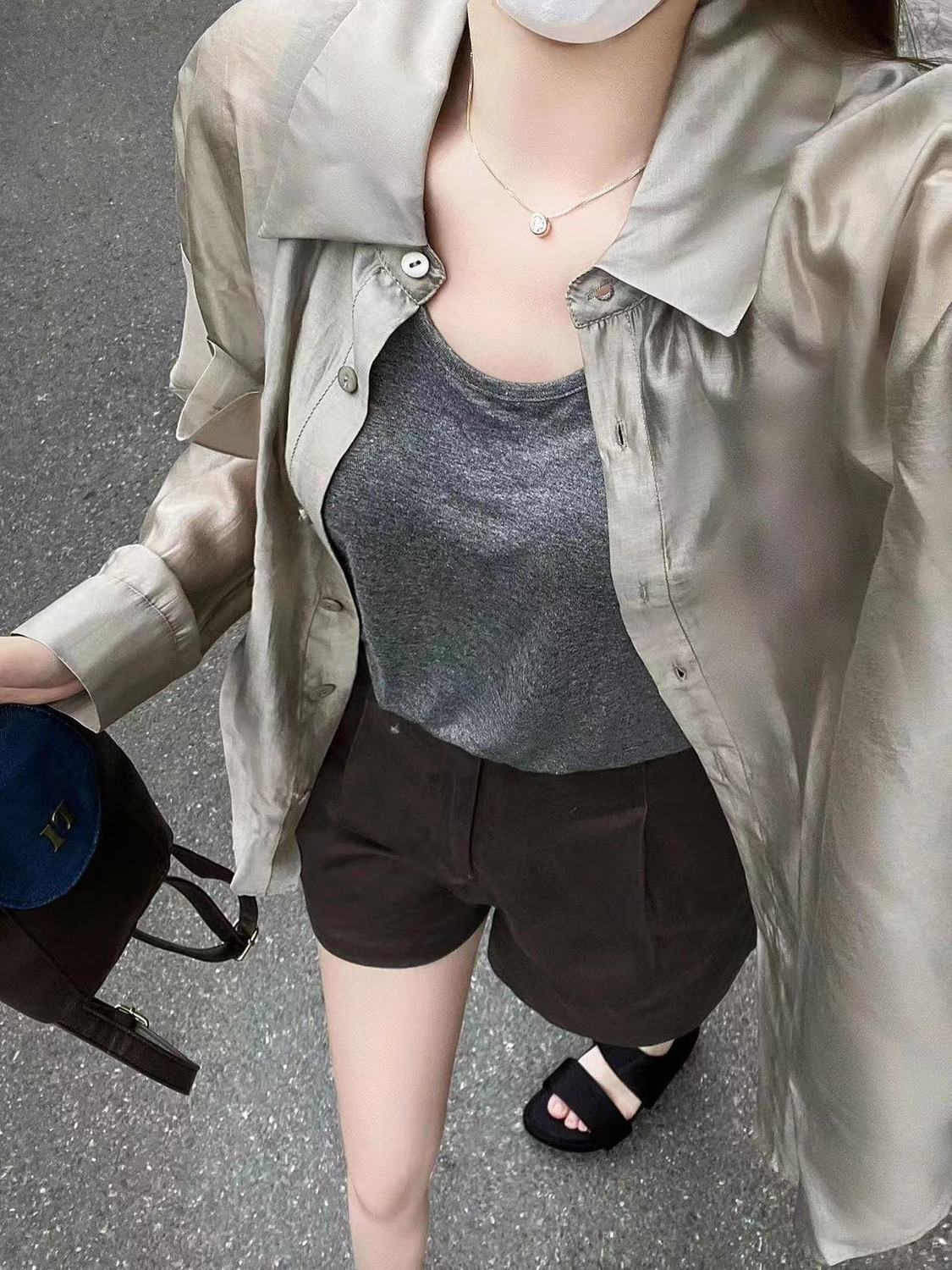 夏季2023薄款防曬襯衫女高級感小眾防紫外線襯衣微透開衫外穿ins