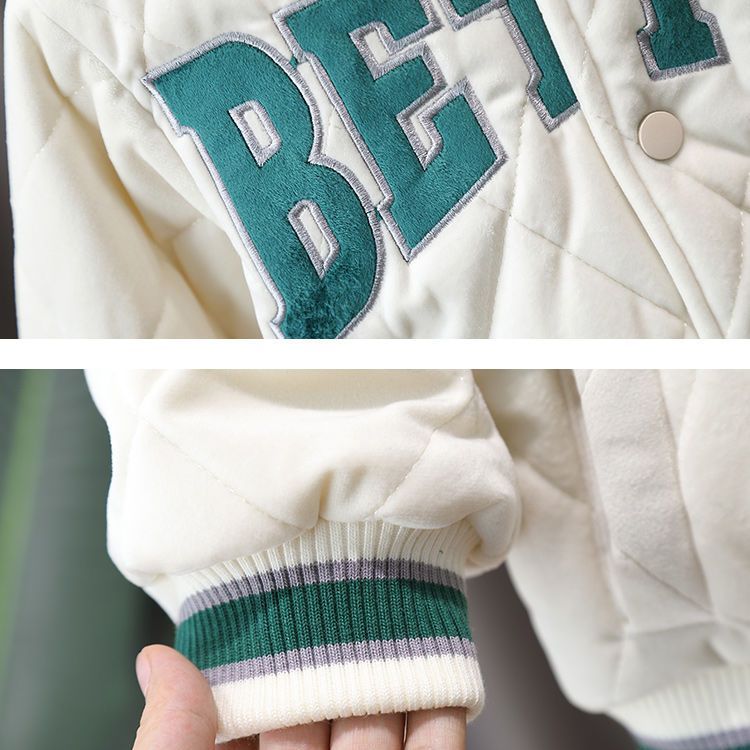 儿童韩版棒球服短款棉服女宝宝秋冬2023新款洋气时髦保暖棉衣外套