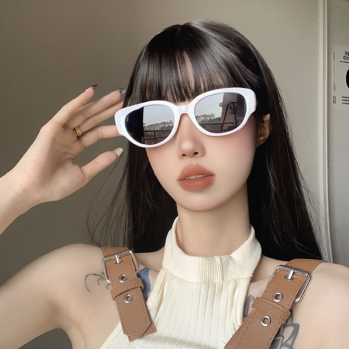 Retro black frame thick edge plain makeup eye mirror frame cat eye square round face looks thin and can be matched with myopia degree glasses for women