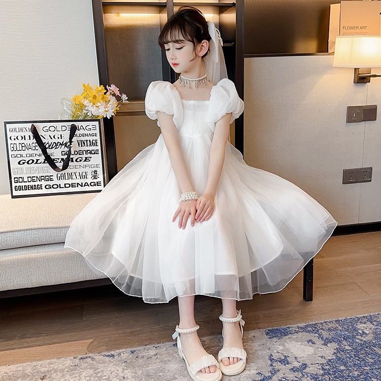 Girls dress children's birthday princess dress tutu skirt summer flower girl wedding dress girl host piano performance costume