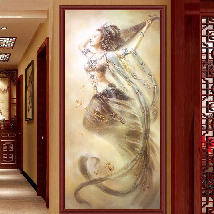 飞天仙女十字绣2021新款棉丝线敦煌壁画中国风手工满砖贴5d钻石画