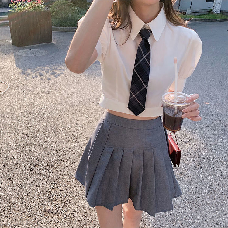 Japanese vigorous girl Vest + shirt +jk pleated skirt cool three piece suit college style vest skirt suit female
