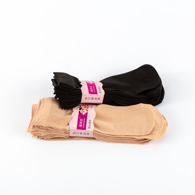[5/10 pairs] Spring and autumn thickened women's socks, velvet loose mouth anti-hook silk black flesh-colored warm socks