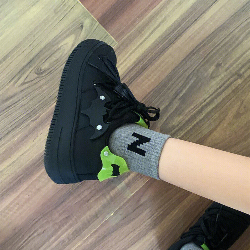 鞋子女小眾復古厚底板鞋甜酷輕便街拍小黑鞋百搭輕便運動休閒鞋男