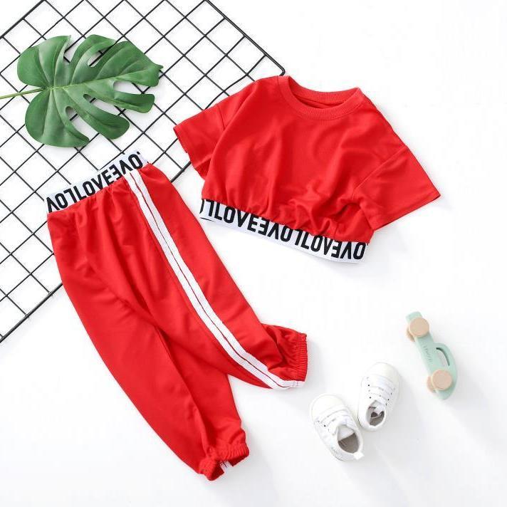 Children's suit women's summer sportswear 2020 new Korean foreign style short sleeve suit mosquito proof suit net red tide suit