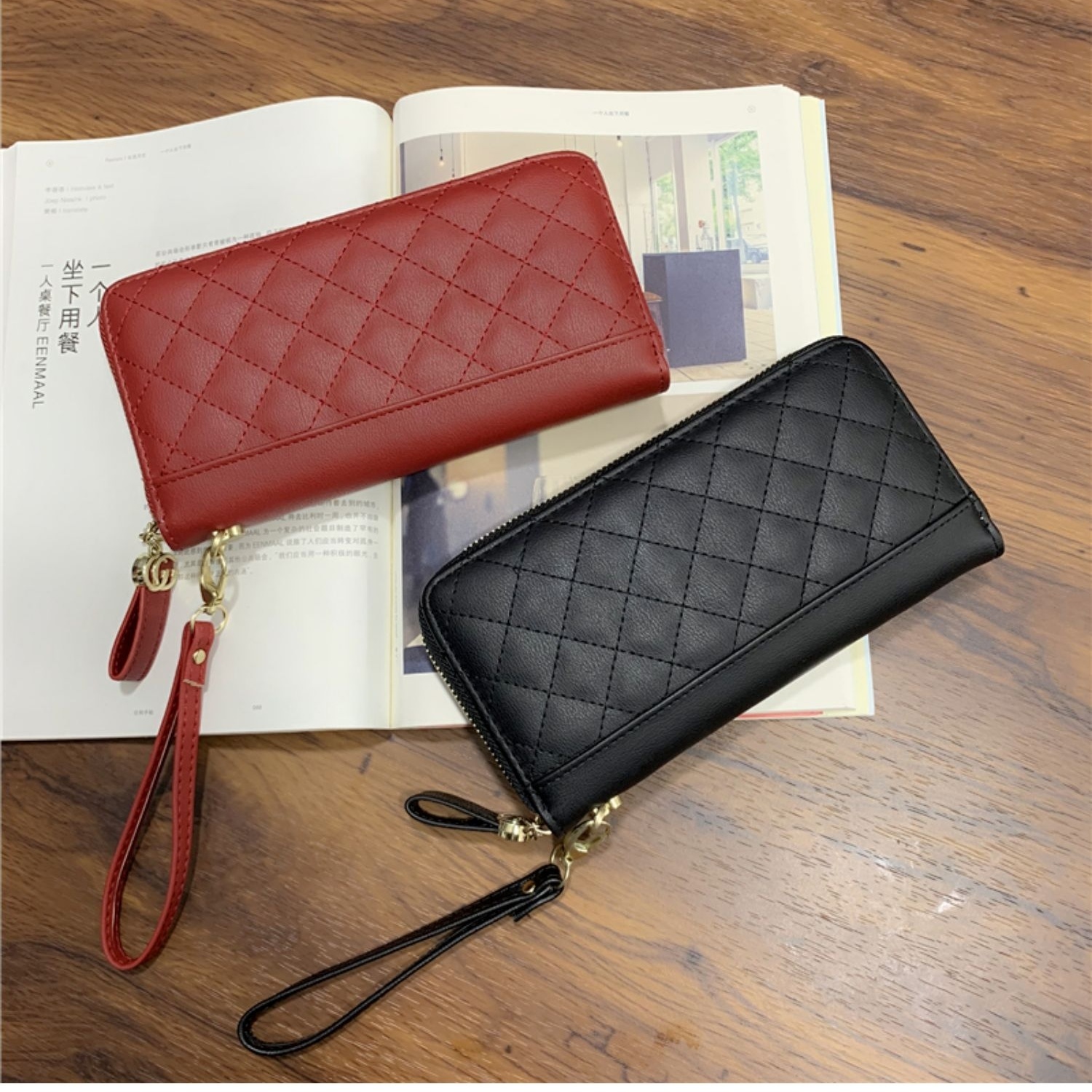 European and American small fragrance wallet women 2022 new Korean version all-match embroidered zipper clutch bag large capacity long wallet