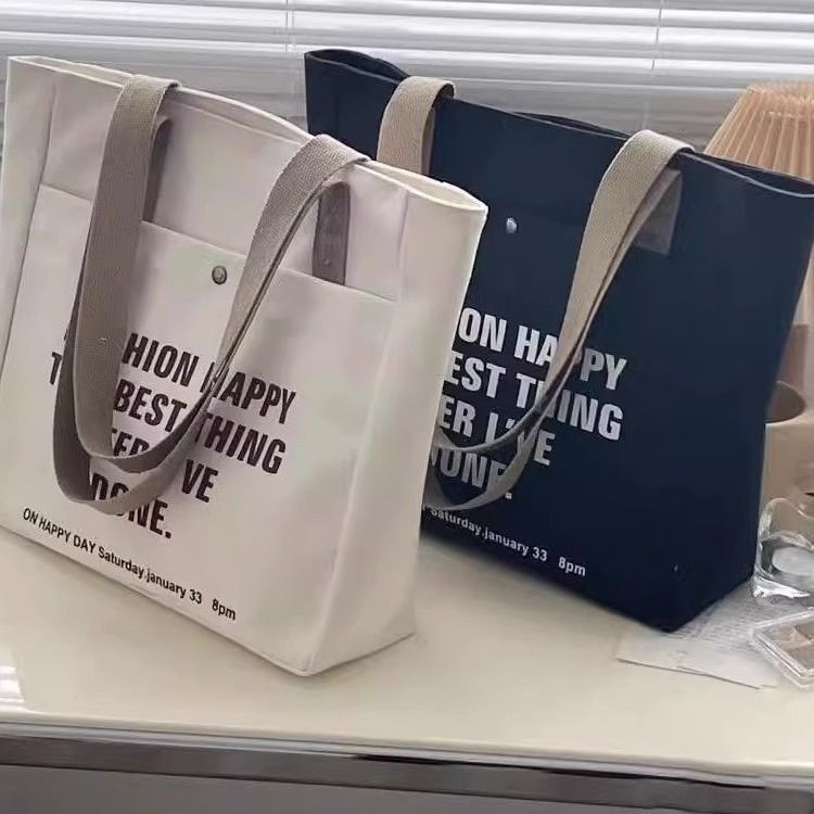 Canvas bag for women, ins forest style, versatile shoulder bag, large capacity for holding books, student class commuting bag, portable cloth bag