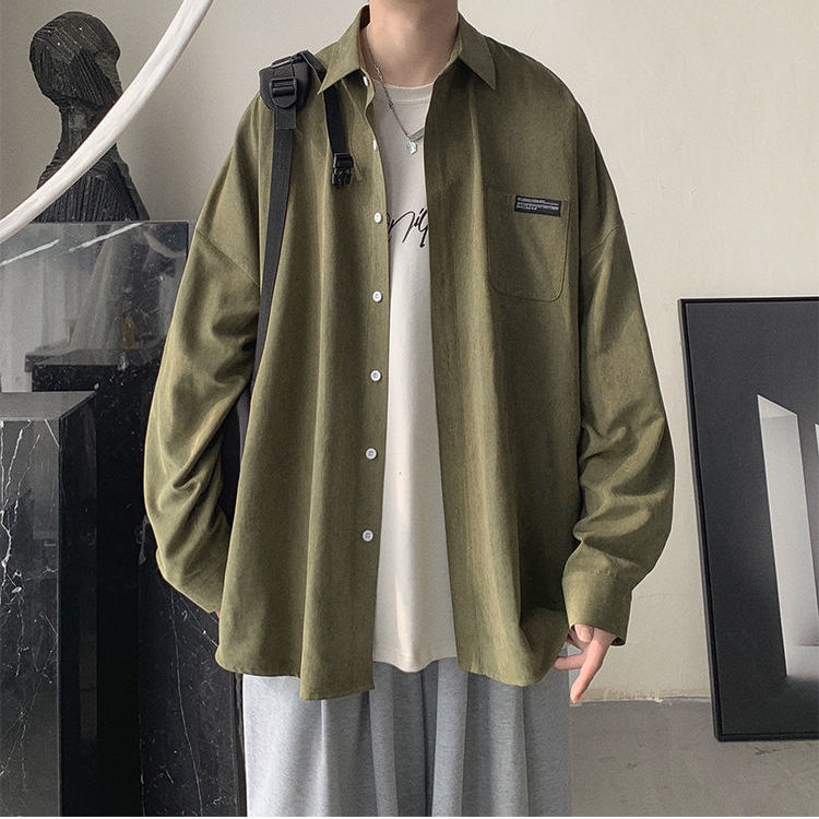 Japanese long-sleeved shirt men's autumn loose student ins tide brand all-match casual ruffian handsome snowflake shirt jacket