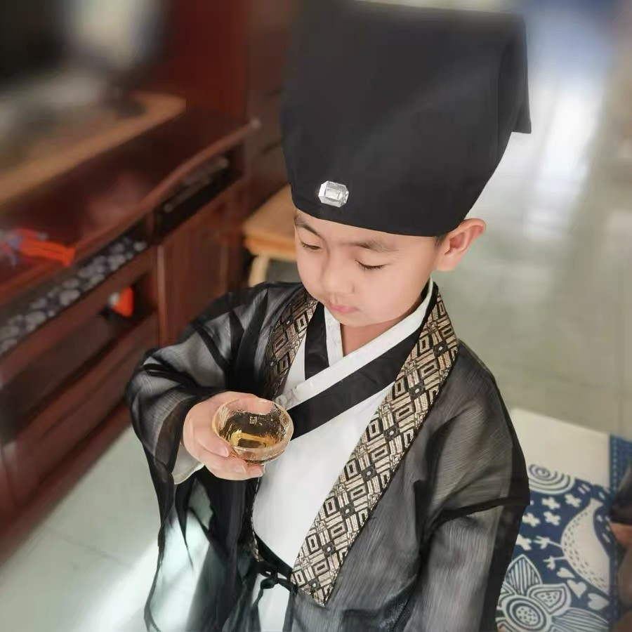 Hanfu hat boy children's costume adult ceremony ancient scholar hat baby scholar ancient wind hat Chinese school book children's hat