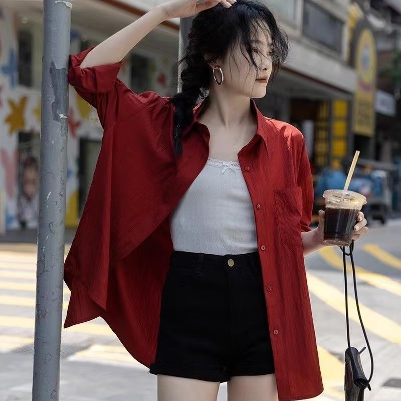 格瑞吉奧純色襯衫女秋法式設計感小眾高級復古白襯衣小個子上衣