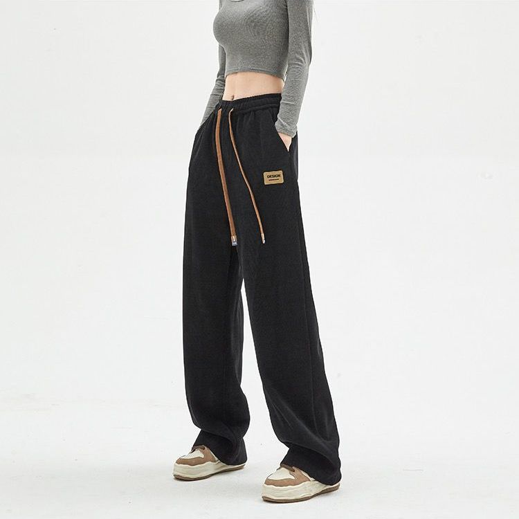 American high-end fashion casual straight pants for women summer new loose hiphop high street sports pants for men and women