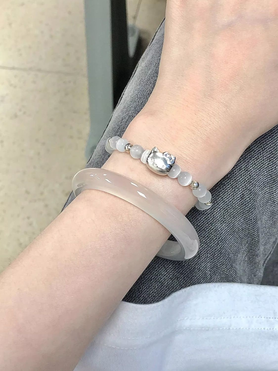 凱蒂貓串珠手鍊女哈嘍kitty貓少女心手環高級感小眾設計水晶手飾