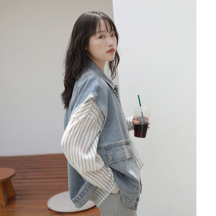 Denim vest loose Korean version 2022 spring and autumn style outerwear sleeveless bf style tooling all-match student jacket female