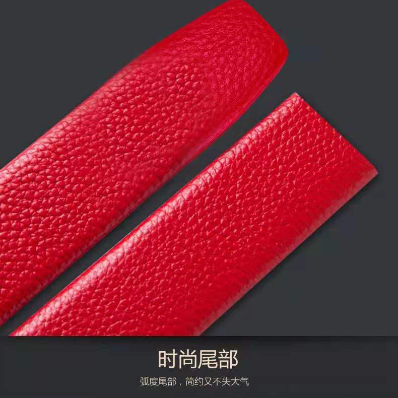[Leather Material] Zodiac Year Red Headless Men's Belt Belt Body Cowhide Belt Wedding Pants Belt Men