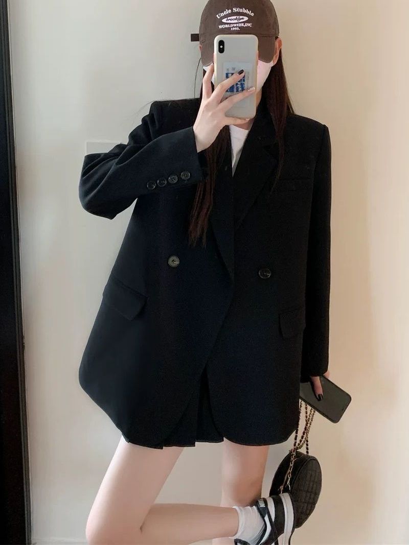 This year's popular black suit jacket for women spring and autumn 2023 new small high-end casual loose suit