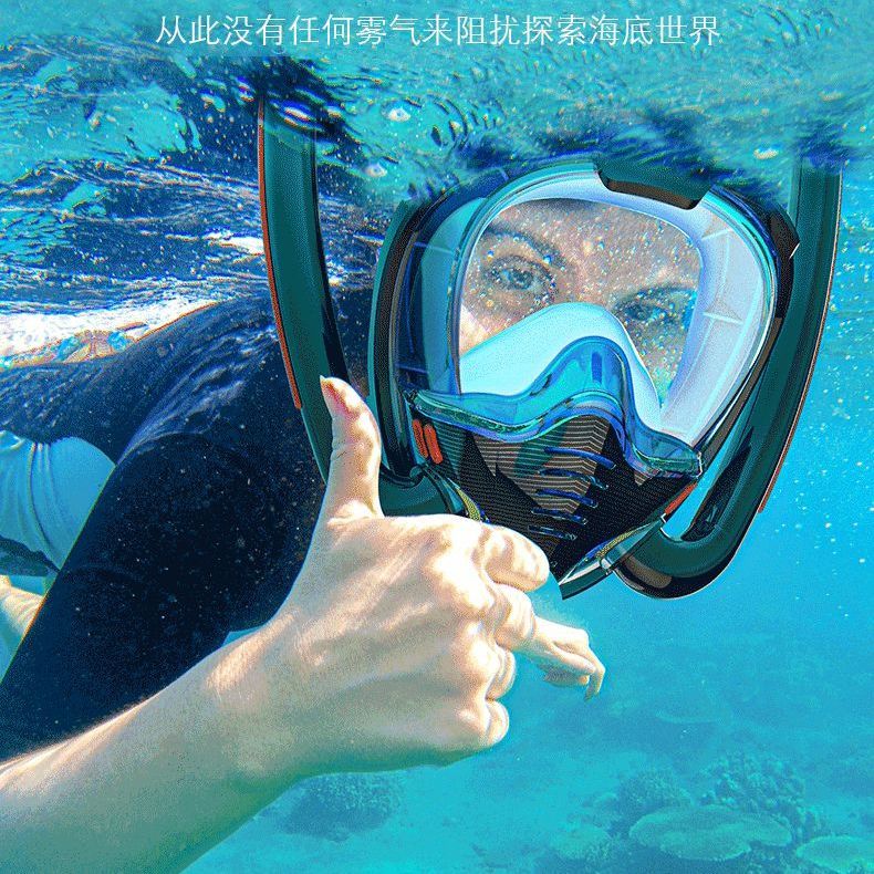 潜水面罩成人儿童全干式浮潜面罩防雾三宝近视全脸呼吸器装备面镜