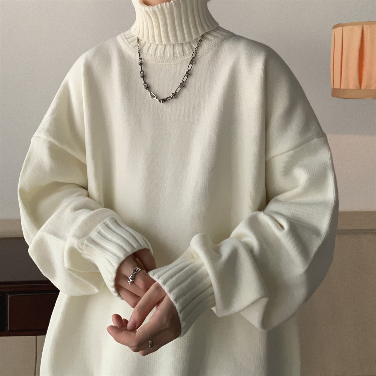 Herren Pullover Mit Stehkragen Einfarbiger Winter Strickpullover_voghion.com
