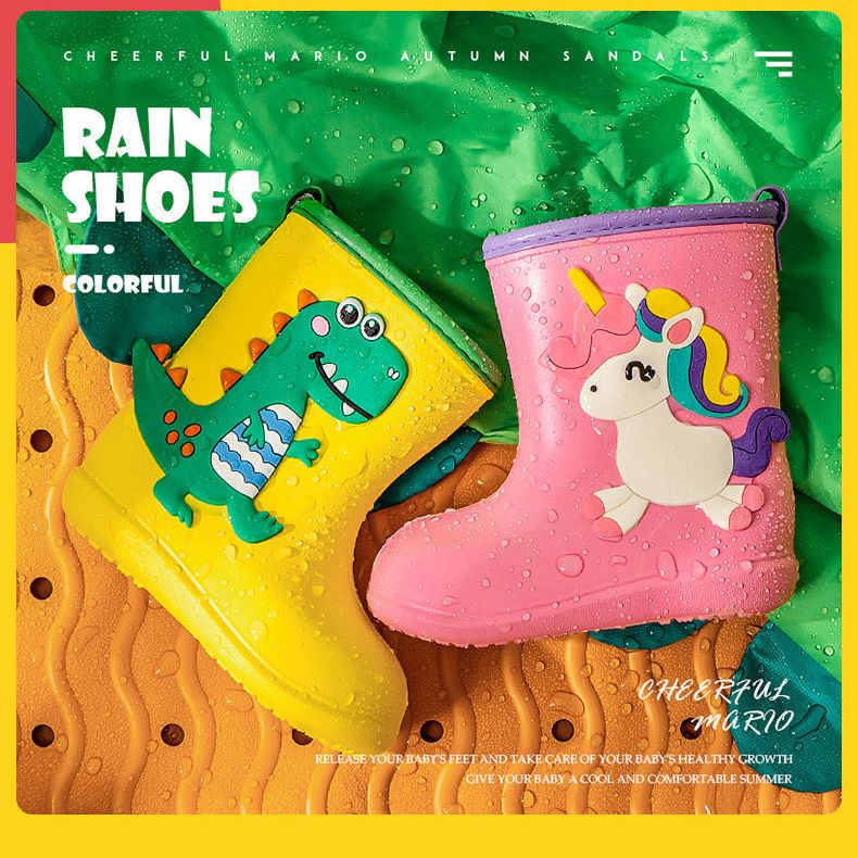 儿童雨鞋水鞋中小童防滑1-7岁套装女童宝宝防水鞋轻便EVA男童可爱