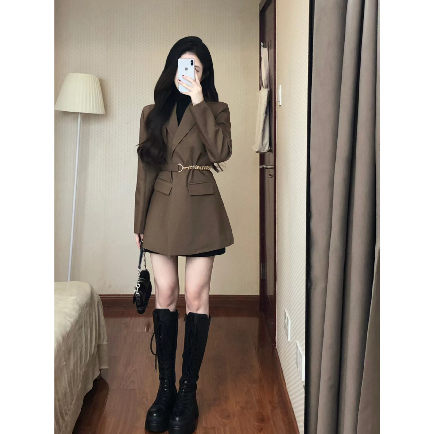 Korean temperament lady suit jacket women's spring new style high-end light mature sister style mid-length suit