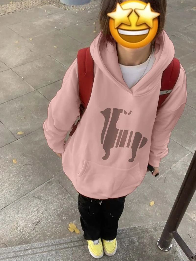 美式高街粉色連帽衛衣女2023新款oversize潮牌秋冬小眾外套女春秋