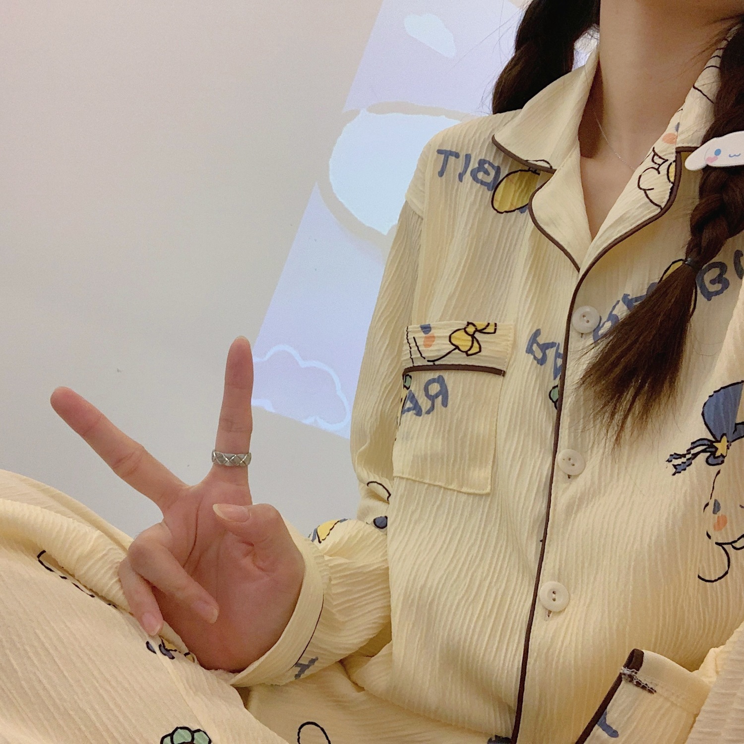 日系ins睡衣女春秋新款玉桂狗甜美可愛開衫長袖冬天可外穿家居服