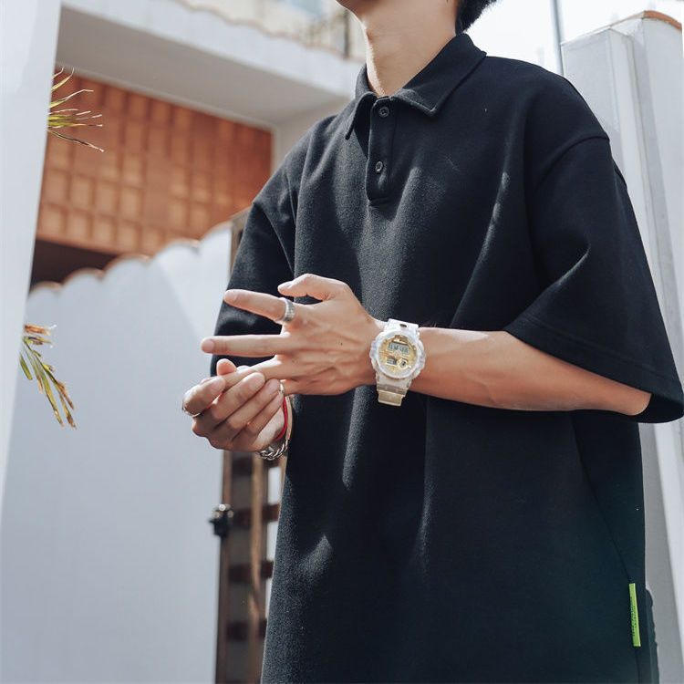 Sanji Cardin summer cotton short-sleeved t-shirt men's Japanese trend all-match casual lapel polo shirt loose t-shirt