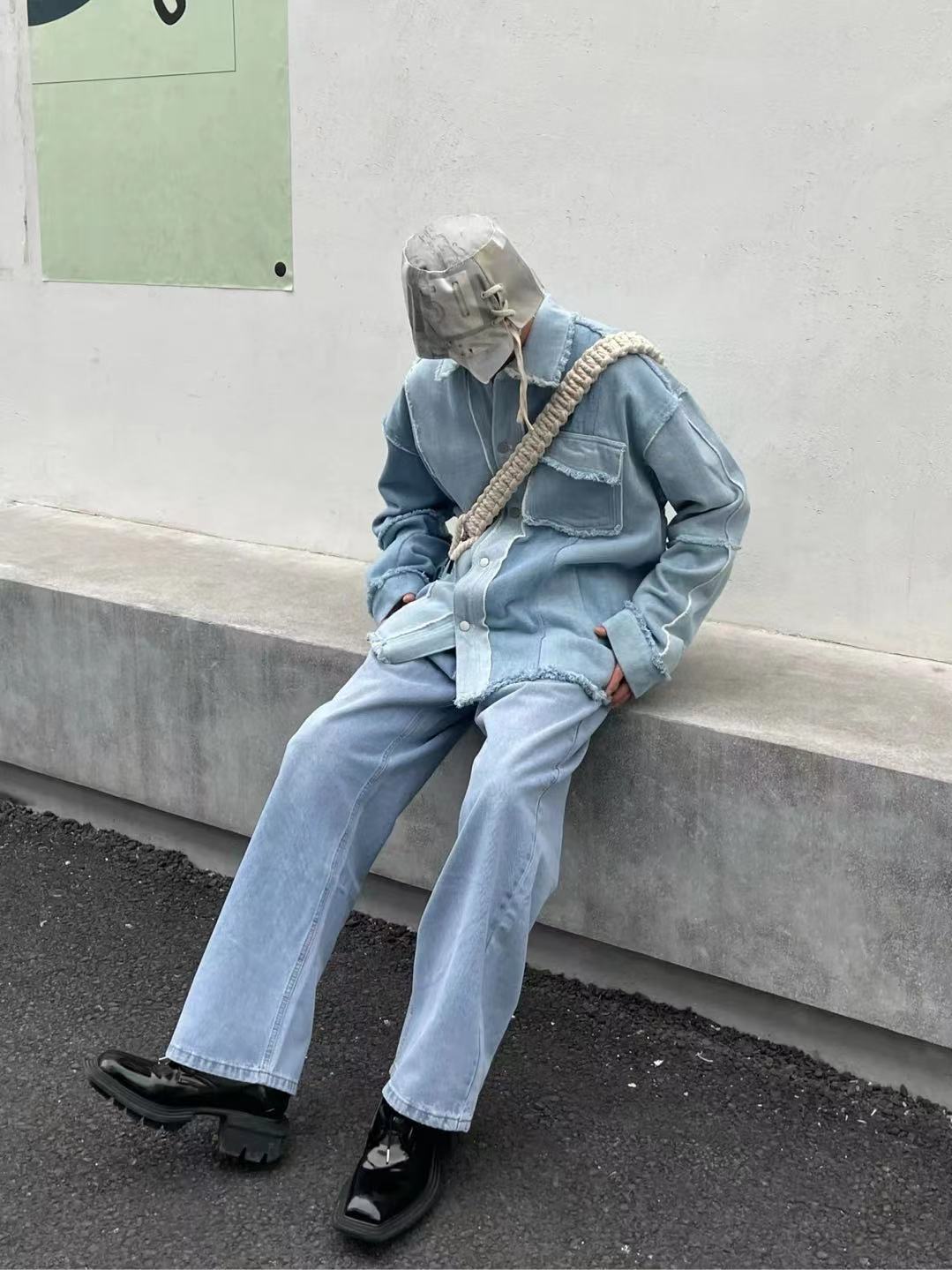 復古牛仔褲男百搭高街潮牌直筒褲水洗潮流寬鬆直筒老爹闊腿長褲子