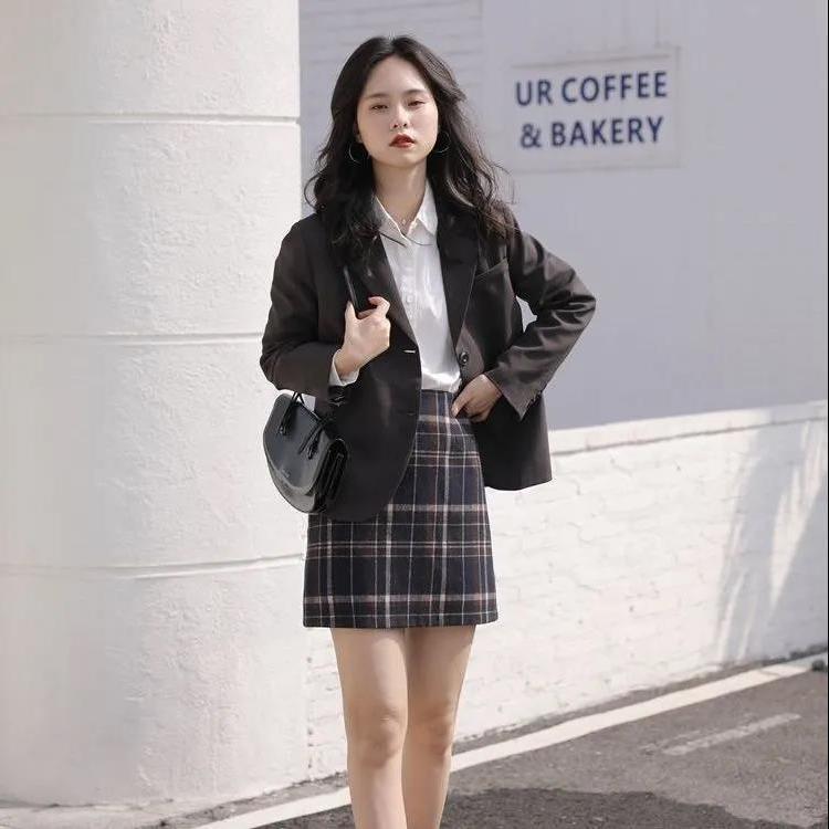 Black suit jacket female Korean version loose student  spring and autumn new small suit regular casual suit