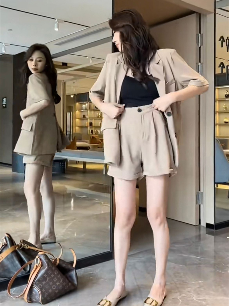 Suit shorts professional two-piece set 2023 summer new high-end fashion casual suit for small people